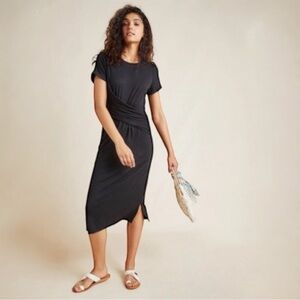 Anthropologie Globetrotter Tee Dress in Charcoal Gray Style Jersey Midi Size XS